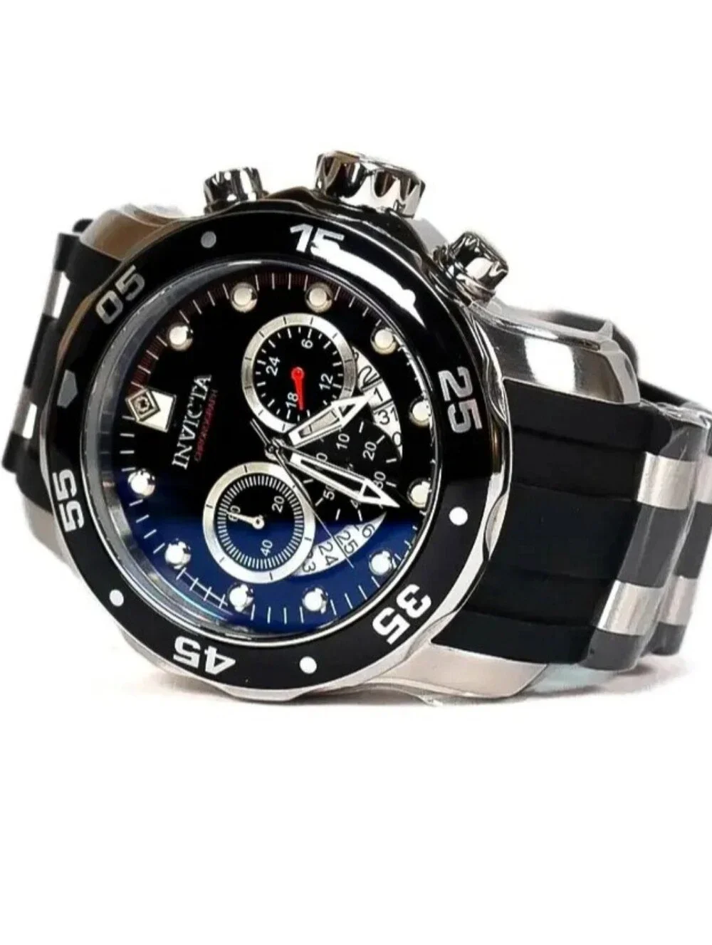 Invicta Black Watch with Green Accents and Silver Tone